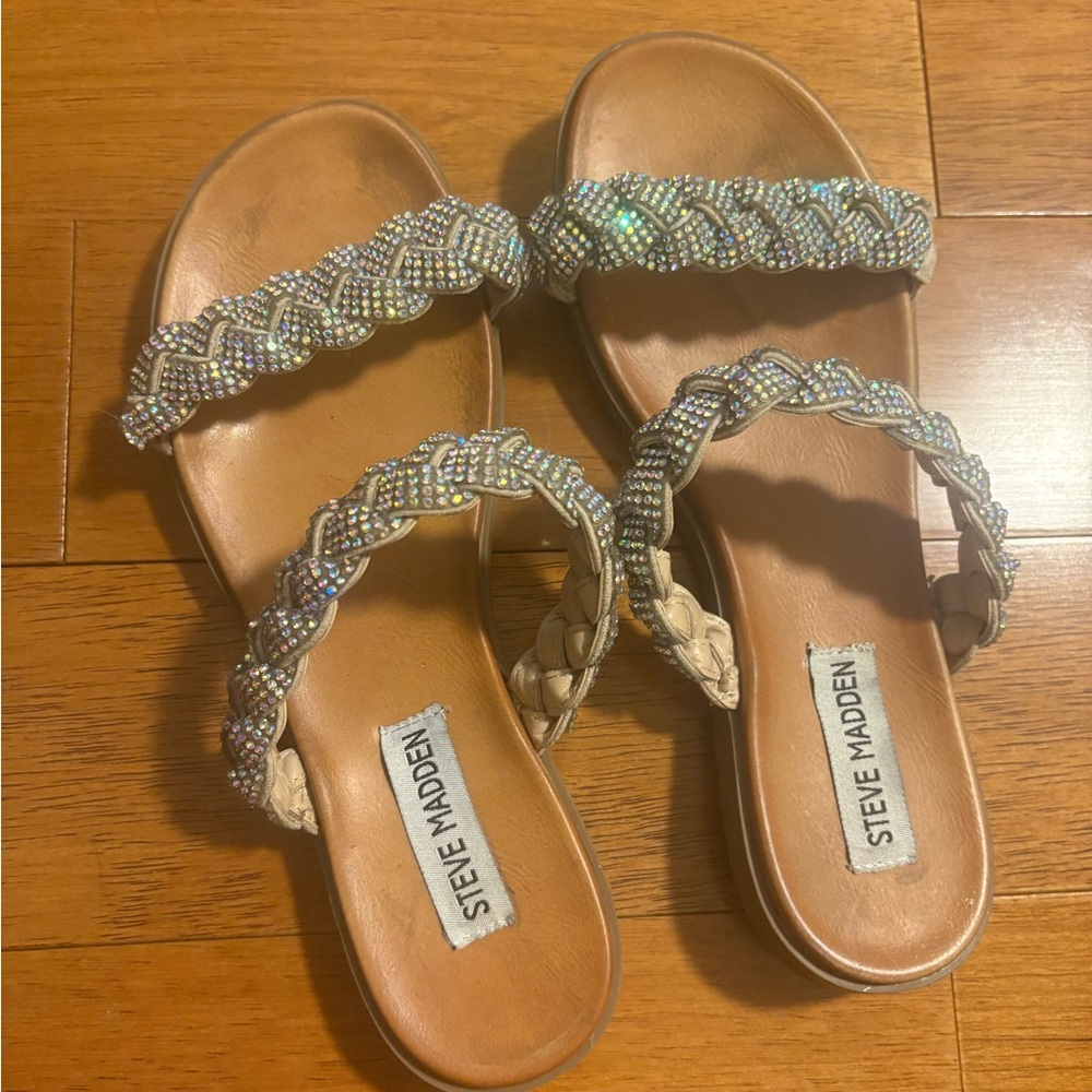 Steve Madden Tan Sandals with Rhinestone Straps